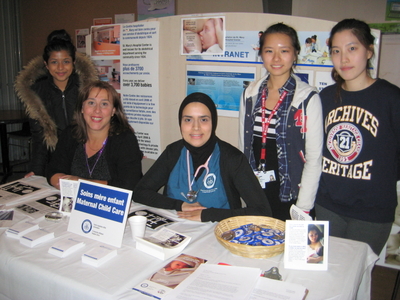 From left to right, Krisha Patel, nursing student, John-Abbot College; Nathalie Fontaine, Case Room Nurse; Imane Sabr, Post Partum Nurse; Jamie Li and Arom Kim, Nursing Students, McGill University.